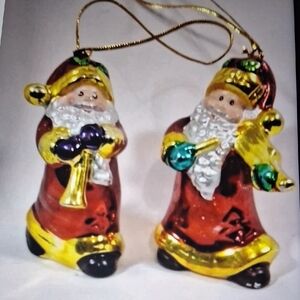 Festive Santa Ornaments - Red, Gold, and Purple
